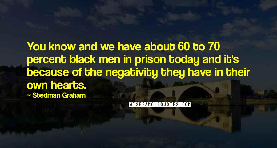 Stedman Graham Quotes: You know and we have about 60 to 70 percent black men in prison today and it's because of the negativity they have in their own hearts.