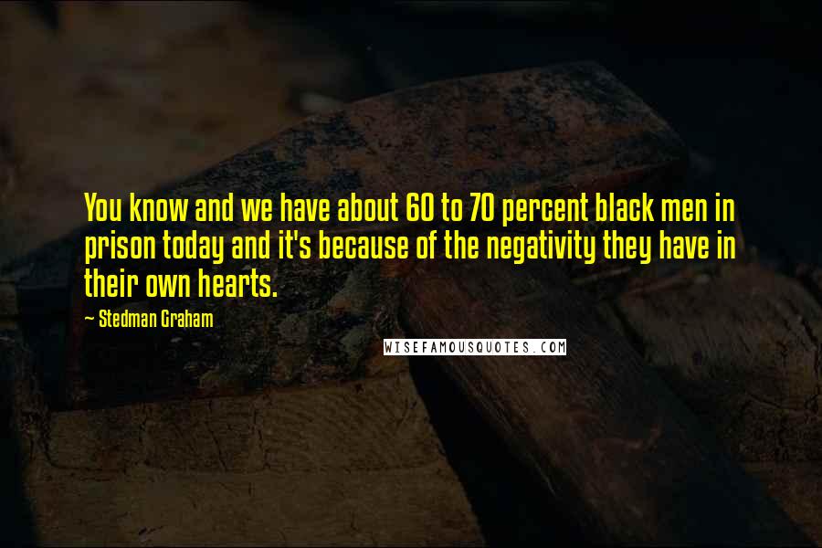 Stedman Graham Quotes: You know and we have about 60 to 70 percent black men in prison today and it's because of the negativity they have in their own hearts.