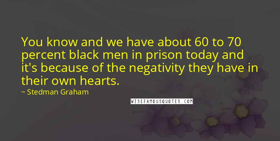 Stedman Graham Quotes: You know and we have about 60 to 70 percent black men in prison today and it's because of the negativity they have in their own hearts.