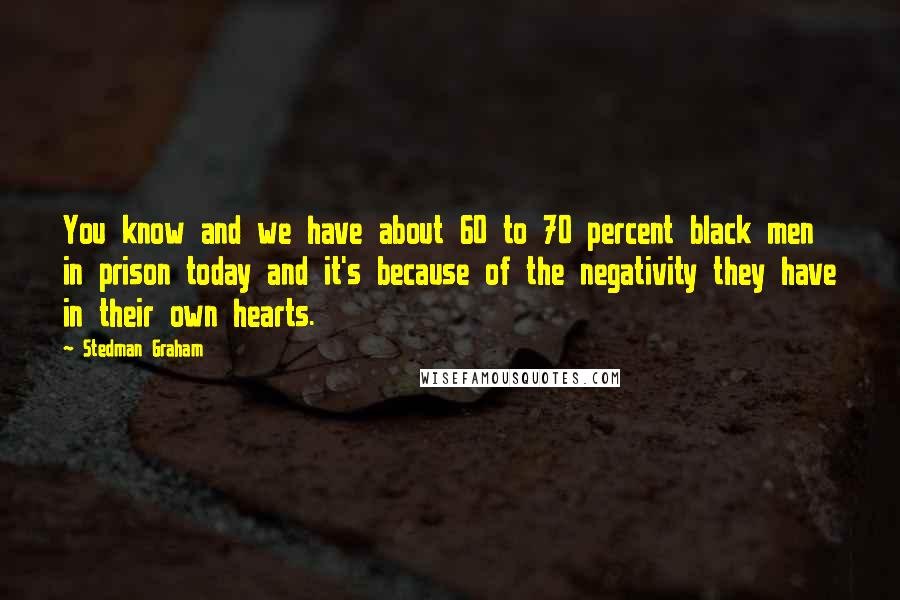 Stedman Graham Quotes: You know and we have about 60 to 70 percent black men in prison today and it's because of the negativity they have in their own hearts.