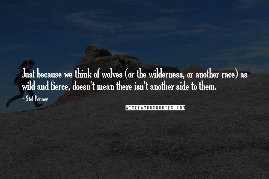 Stef Penney Quotes: Just because we think of wolves (or the wilderness, or another race) as wild and fierce, doesn't mean there isn't another side to them.