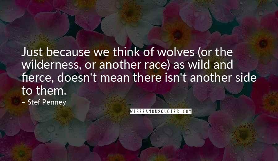 Stef Penney Quotes: Just because we think of wolves (or the wilderness, or another race) as wild and fierce, doesn't mean there isn't another side to them.