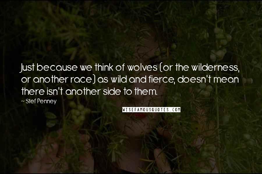 Stef Penney Quotes: Just because we think of wolves (or the wilderness, or another race) as wild and fierce, doesn't mean there isn't another side to them.