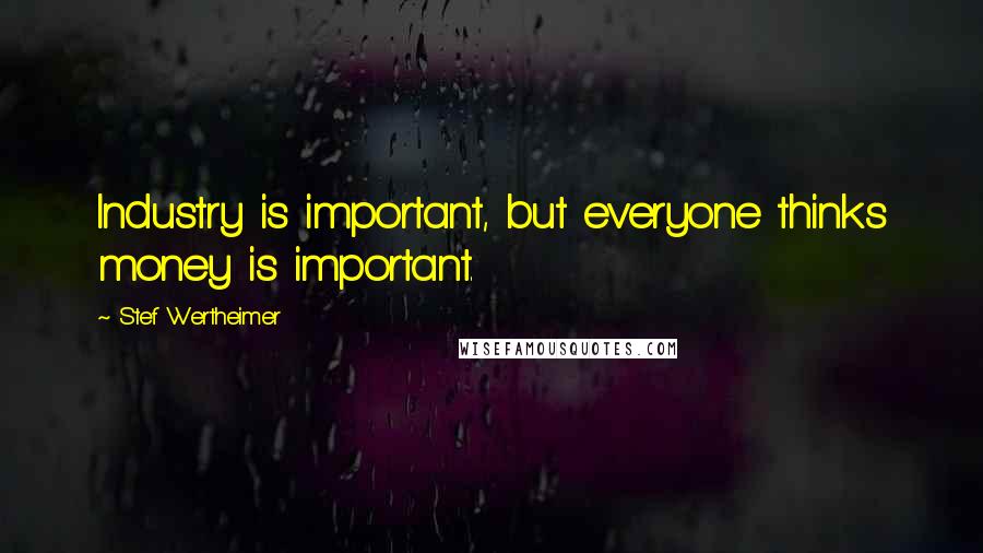Stef Wertheimer Quotes: Industry is important, but everyone thinks money is important.