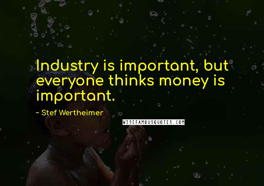 Stef Wertheimer Quotes: Industry is important, but everyone thinks money is important.