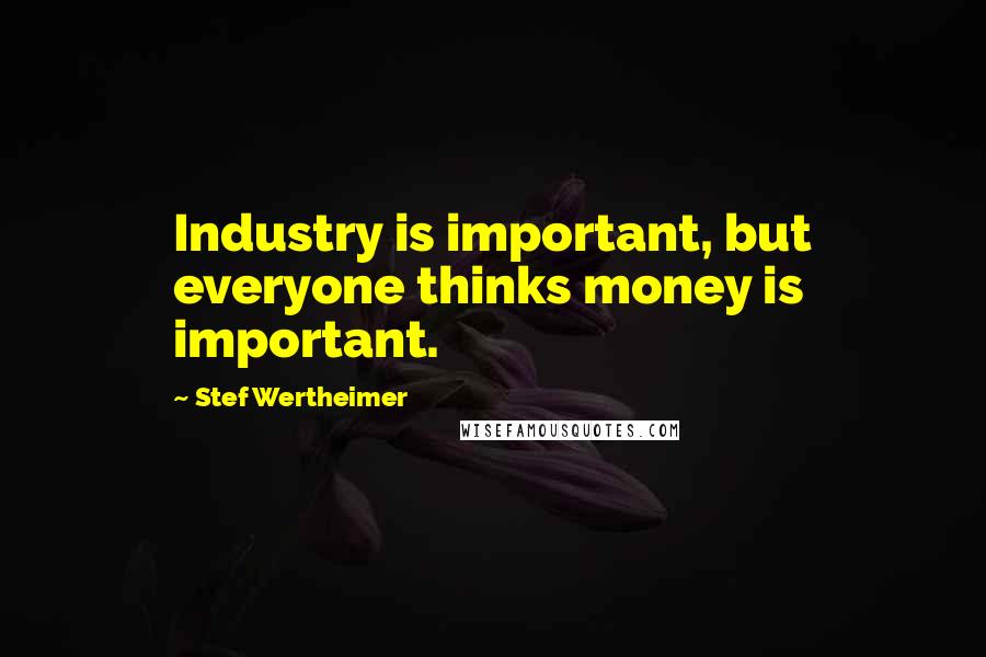 Stef Wertheimer Quotes: Industry is important, but everyone thinks money is important.