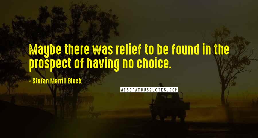 Stefan Merrill Block Quotes: Maybe there was relief to be found in the prospect of having no choice.