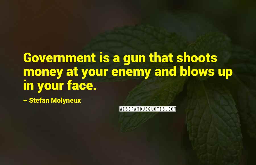 Stefan Molyneux Quotes: Government is a gun that shoots money at your enemy and blows up in your face.