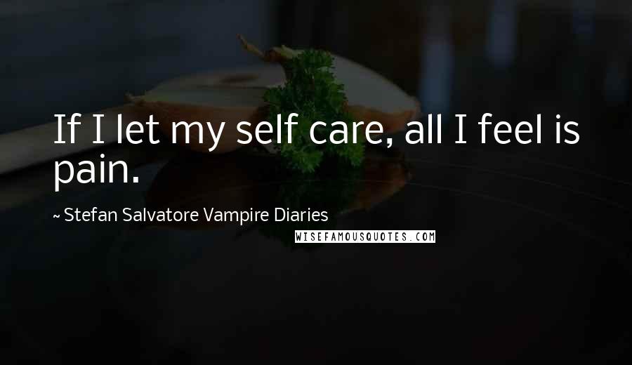 Stefan Salvatore Vampire Diaries Quotes: If I let my self care, all I feel is pain.