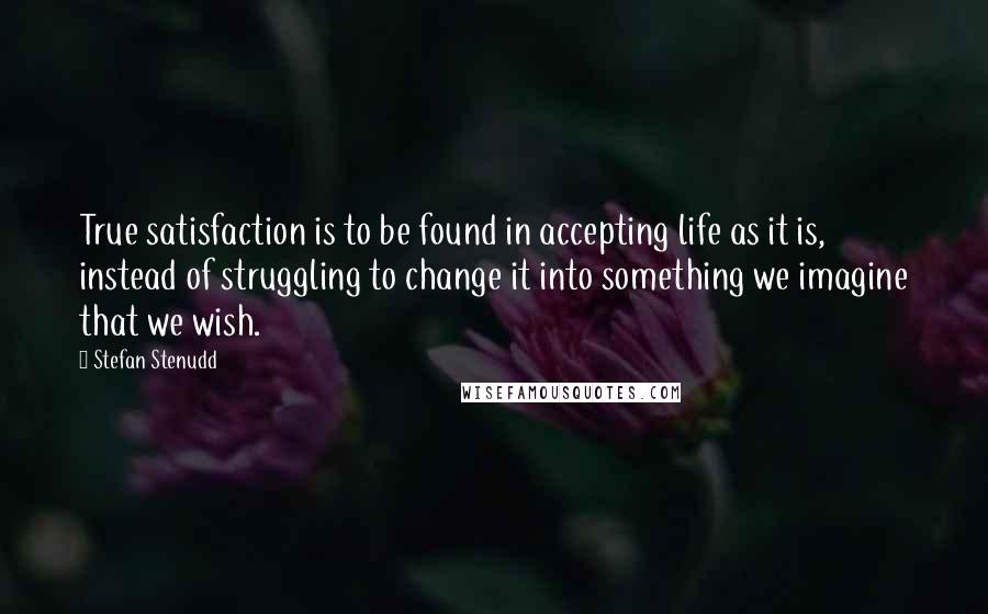 Stefan Stenudd Quotes: True satisfaction is to be found in accepting life as it is, instead of struggling to change it into something we imagine that we wish.