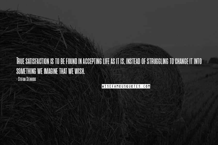 Stefan Stenudd Quotes: True satisfaction is to be found in accepting life as it is, instead of struggling to change it into something we imagine that we wish.