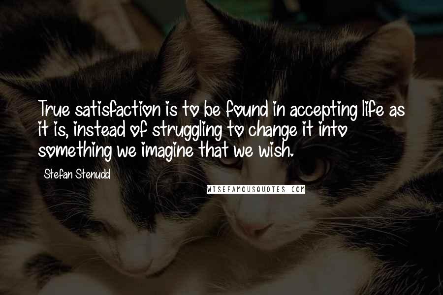 Stefan Stenudd Quotes: True satisfaction is to be found in accepting life as it is, instead of struggling to change it into something we imagine that we wish.