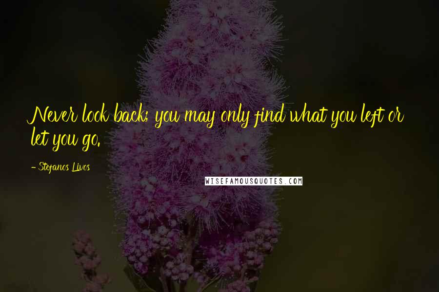 Stefanos Livos Quotes: Never look back; you may only find what you left or let you go.