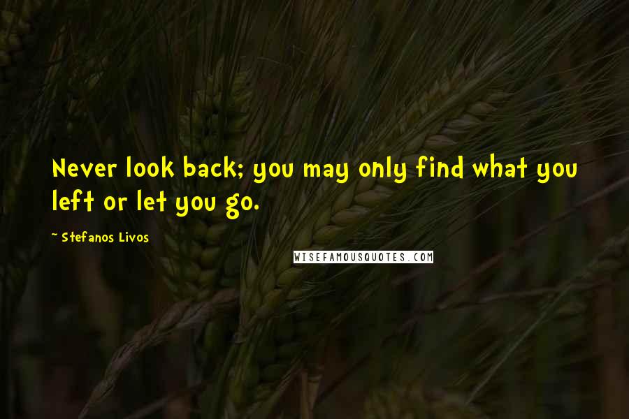 Stefanos Livos Quotes: Never look back; you may only find what you left or let you go.