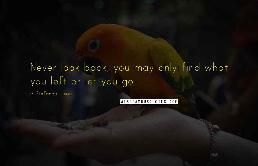 Stefanos Livos Quotes: Never look back; you may only find what you left or let you go.