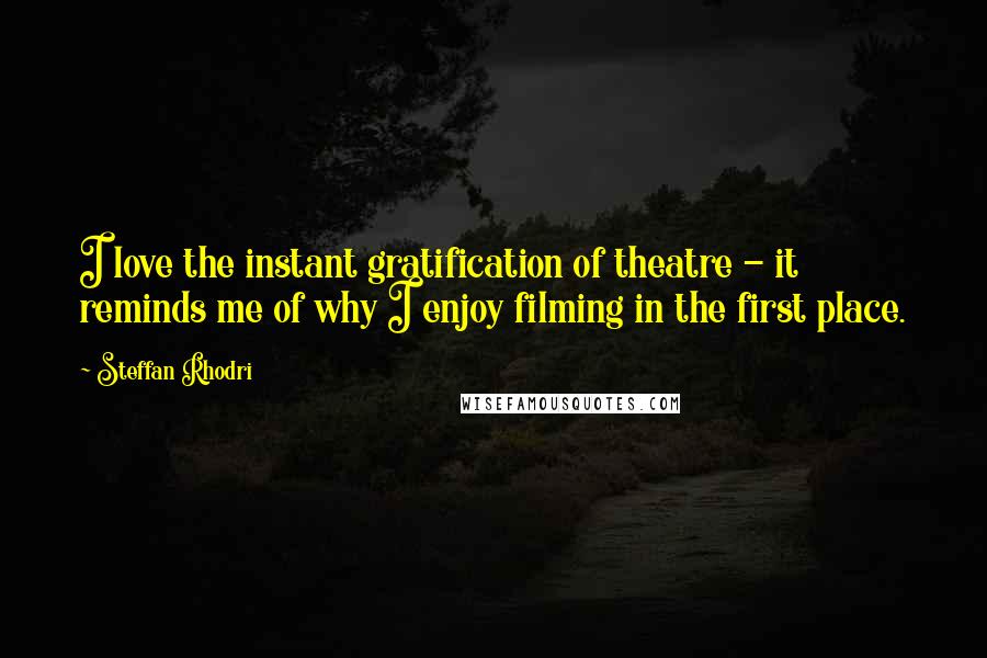 Steffan Rhodri Quotes: I love the instant gratification of theatre - it reminds me of why I enjoy filming in the first place.