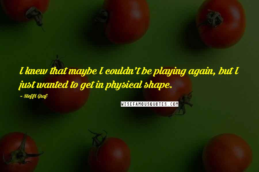 Steffi Graf Quotes: I knew that maybe I couldn't be playing again, but I just wanted to get in physical shape.
