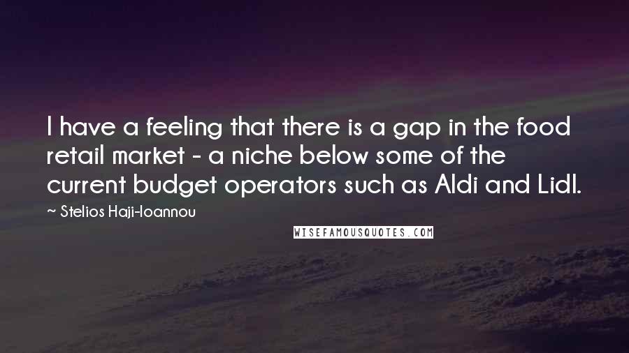 Stelios Haji-Ioannou Quotes: I have a feeling that there is a gap in the food retail market - a niche below some of the current budget operators such as Aldi and Lidl.