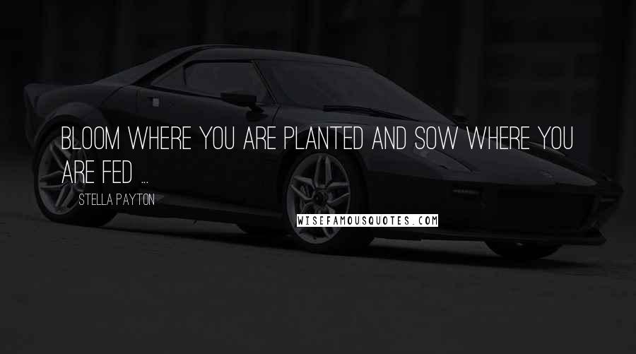 Stella Payton Quotes: Bloom where you are planted and sow where you are fed ...