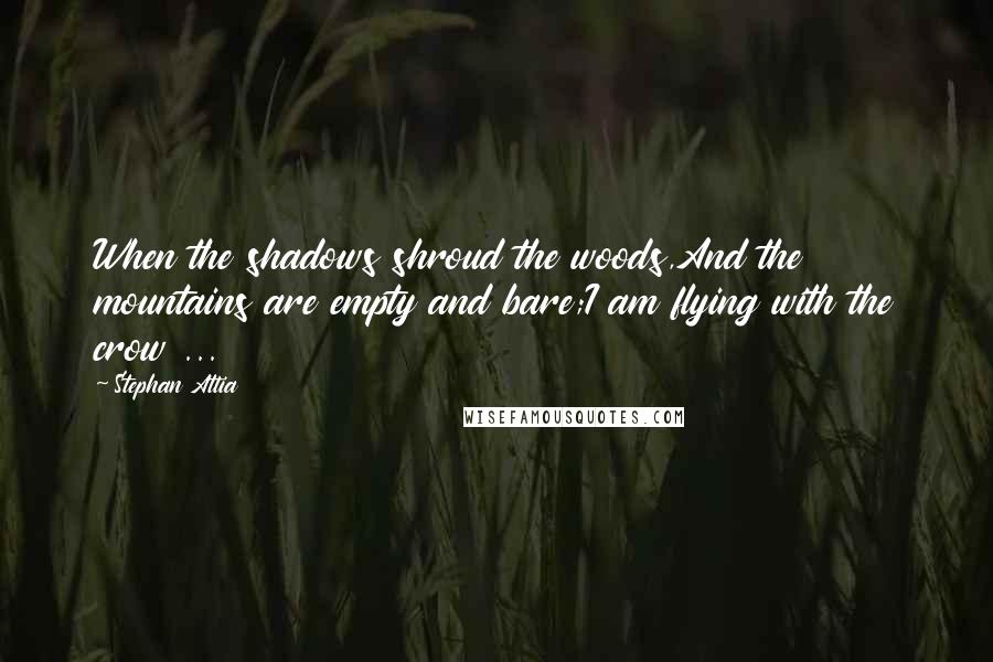 Stephan Attia Quotes: When the shadows shroud the woods,And the mountains are empty and bare;I am flying with the crow ...