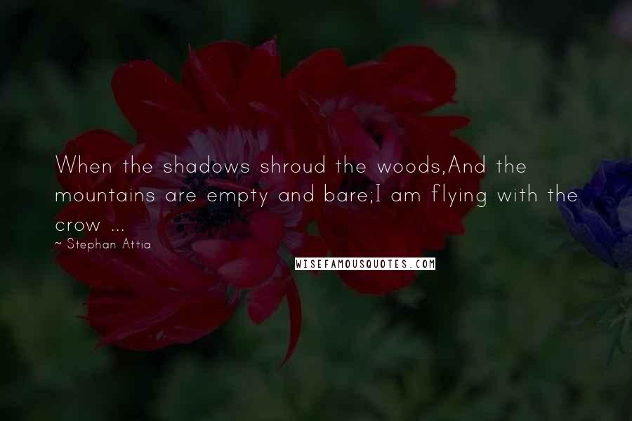 Stephan Attia Quotes: When the shadows shroud the woods,And the mountains are empty and bare;I am flying with the crow ...