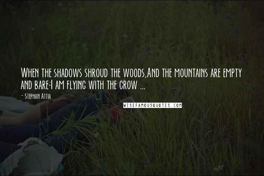 Stephan Attia Quotes: When the shadows shroud the woods,And the mountains are empty and bare;I am flying with the crow ...