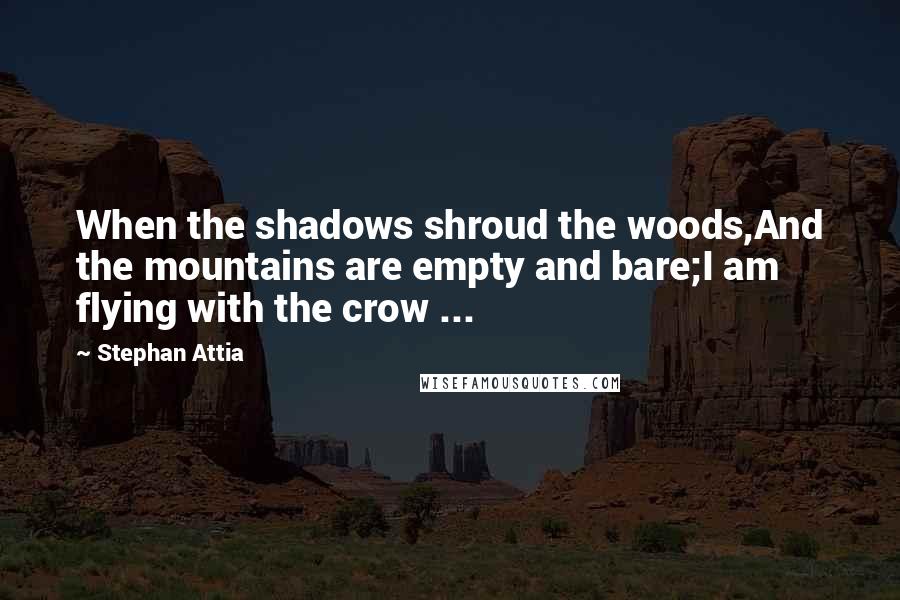 Stephan Attia Quotes: When the shadows shroud the woods,And the mountains are empty and bare;I am flying with the crow ...