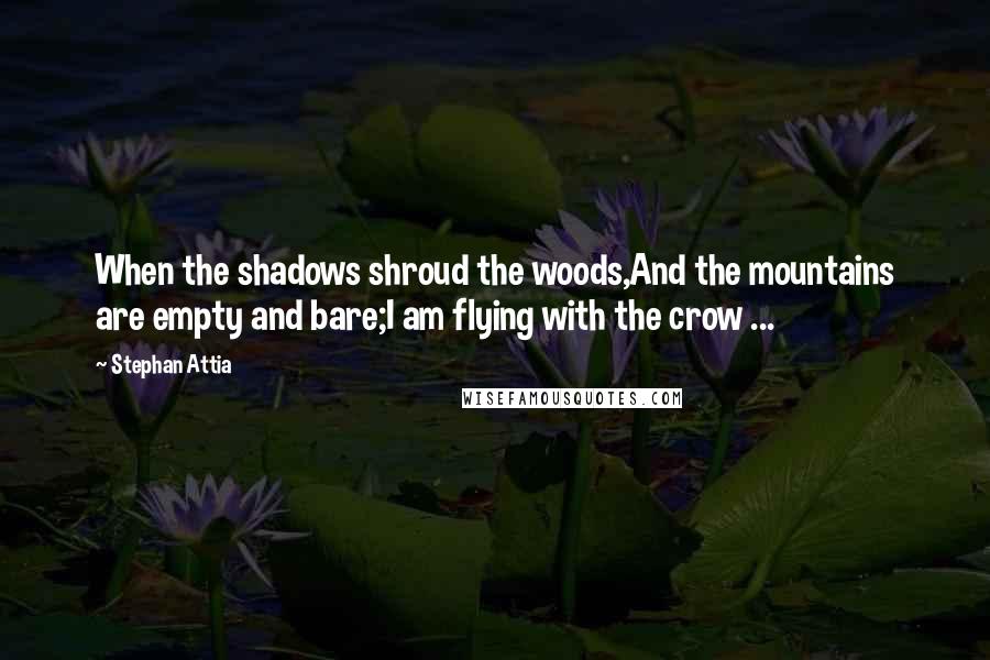 Stephan Attia Quotes: When the shadows shroud the woods,And the mountains are empty and bare;I am flying with the crow ...