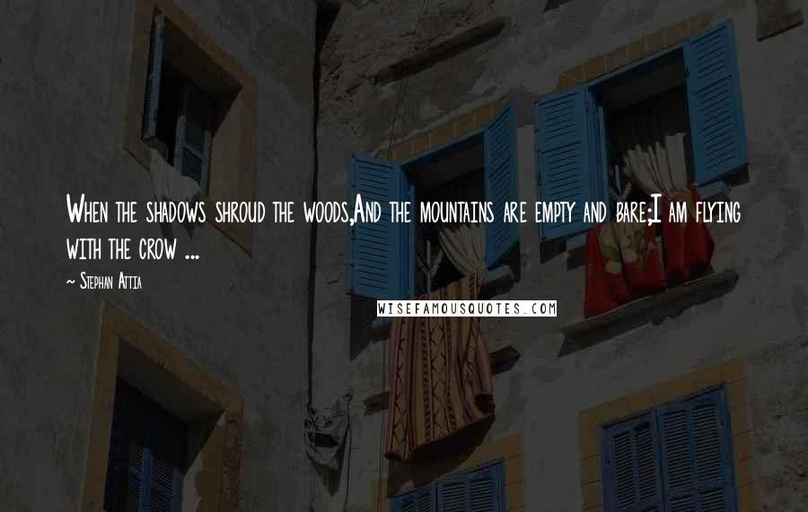 Stephan Attia Quotes: When the shadows shroud the woods,And the mountains are empty and bare;I am flying with the crow ...