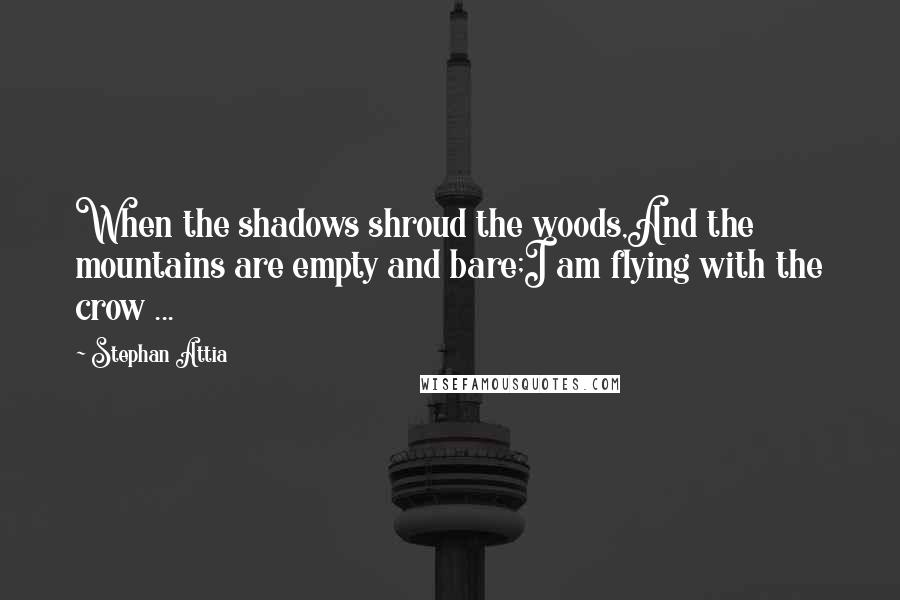 Stephan Attia Quotes: When the shadows shroud the woods,And the mountains are empty and bare;I am flying with the crow ...