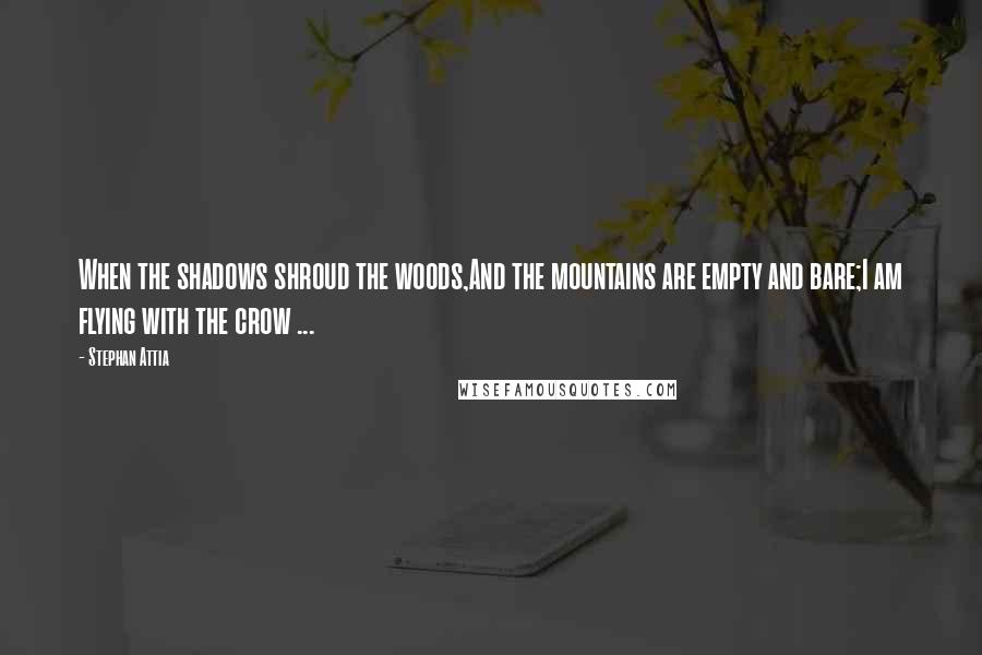 Stephan Attia Quotes: When the shadows shroud the woods,And the mountains are empty and bare;I am flying with the crow ...