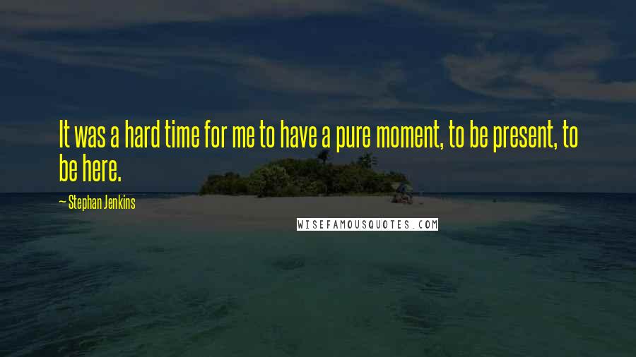 Stephan Jenkins Quotes: It was a hard time for me to have a pure moment, to be present, to be here.