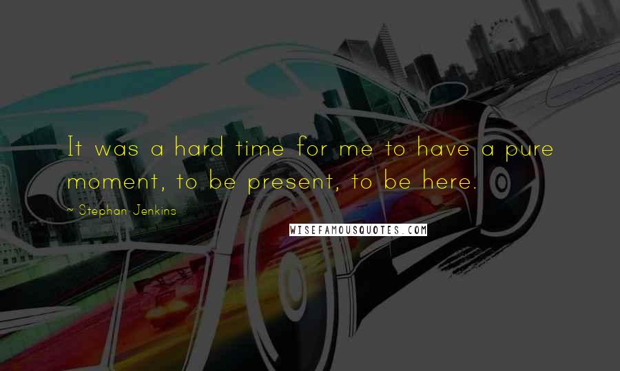 Stephan Jenkins Quotes: It was a hard time for me to have a pure moment, to be present, to be here.