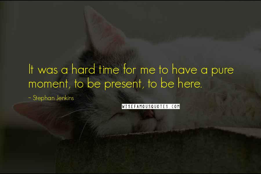 Stephan Jenkins Quotes: It was a hard time for me to have a pure moment, to be present, to be here.