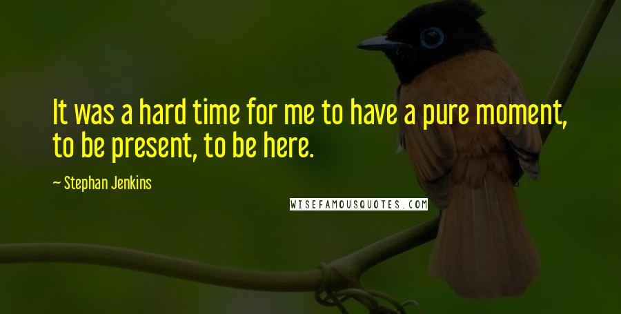 Stephan Jenkins Quotes: It was a hard time for me to have a pure moment, to be present, to be here.