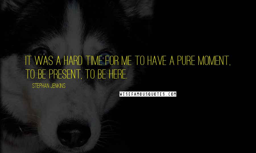 Stephan Jenkins Quotes: It was a hard time for me to have a pure moment, to be present, to be here.