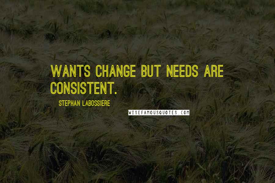 Stephan Labossiere Quotes: Wants change but Needs are consistent.