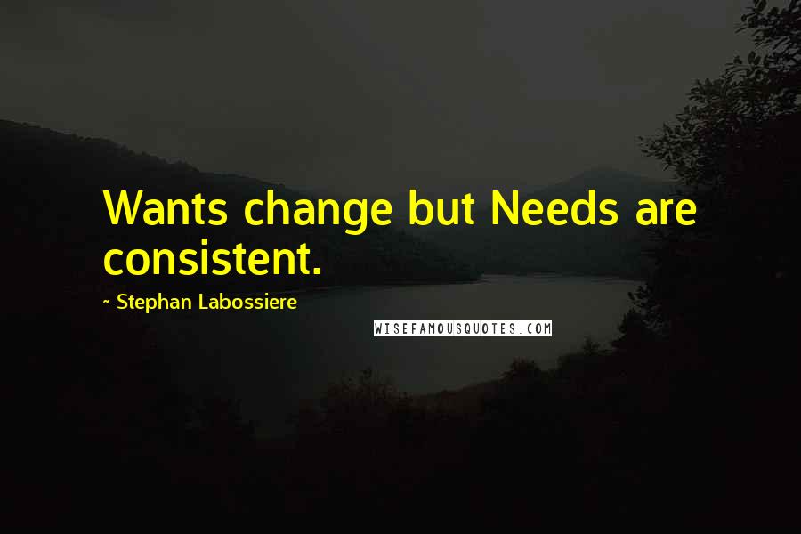 Stephan Labossiere Quotes: Wants change but Needs are consistent.