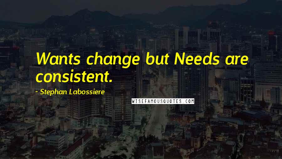 Stephan Labossiere Quotes: Wants change but Needs are consistent.