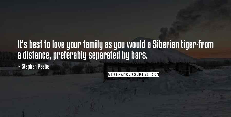 Stephan Pastis Quotes: It's best to love your family as you would a Siberian tiger-from a distance, preferably separated by bars.