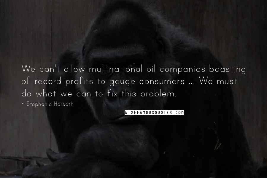 Stephanie Herseth Quotes: We can't allow multinational oil companies boasting of record profits to gouge consumers ... We must do what we can to fix this problem.