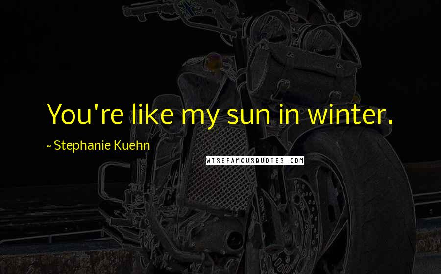 Stephanie Kuehn Quotes: You're like my sun in winter.