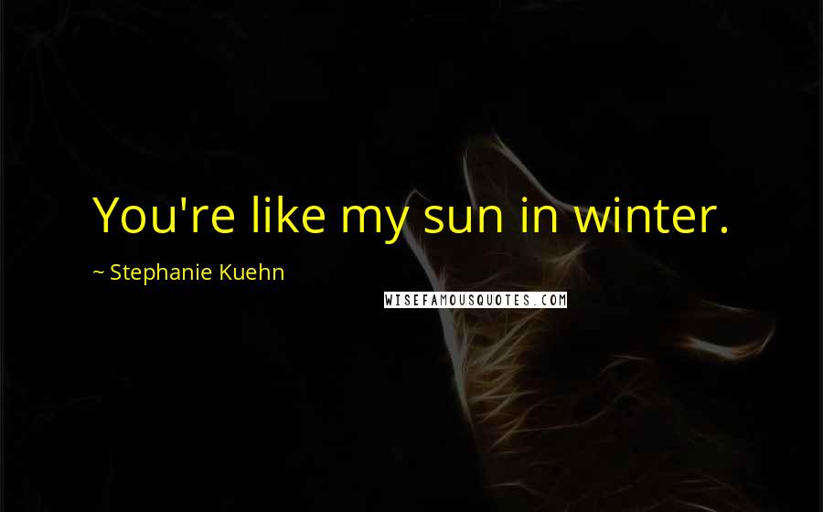 Stephanie Kuehn Quotes: You're like my sun in winter.