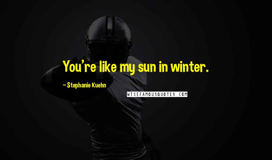 Stephanie Kuehn Quotes: You're like my sun in winter.