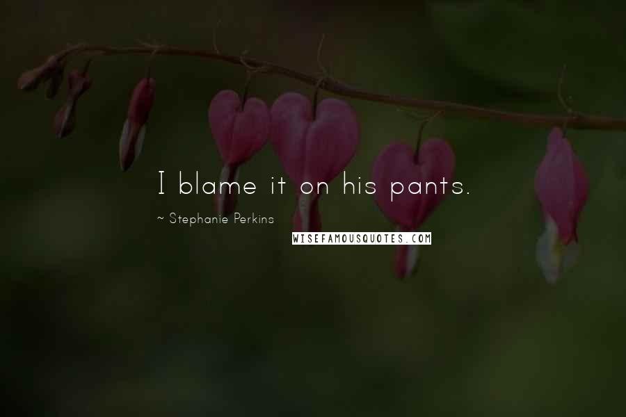 Stephanie Perkins Quotes: I blame it on his pants.