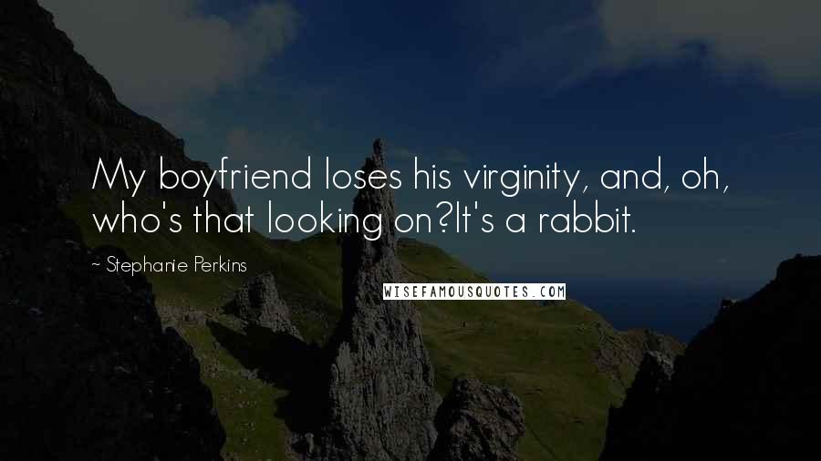 Stephanie Perkins Quotes: My boyfriend loses his virginity, and, oh, who's that looking on?It's a rabbit.