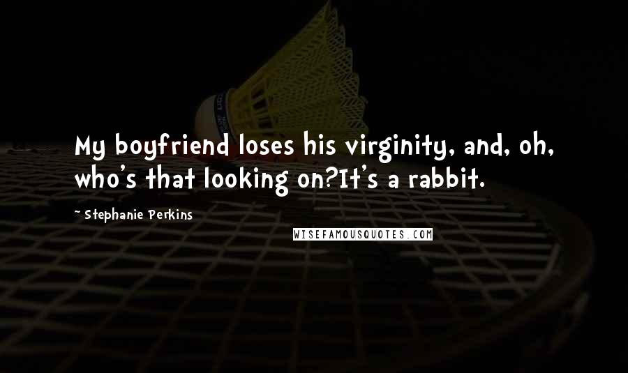 Stephanie Perkins Quotes: My boyfriend loses his virginity, and, oh, who's that looking on?It's a rabbit.