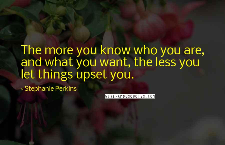 Stephanie Perkins Quotes: The more you know who you are, and what you want, the less you let things upset you.