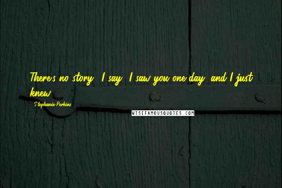 Stephanie Perkins Quotes: There's no story,' I say. 'I saw you one day, and I just knew.