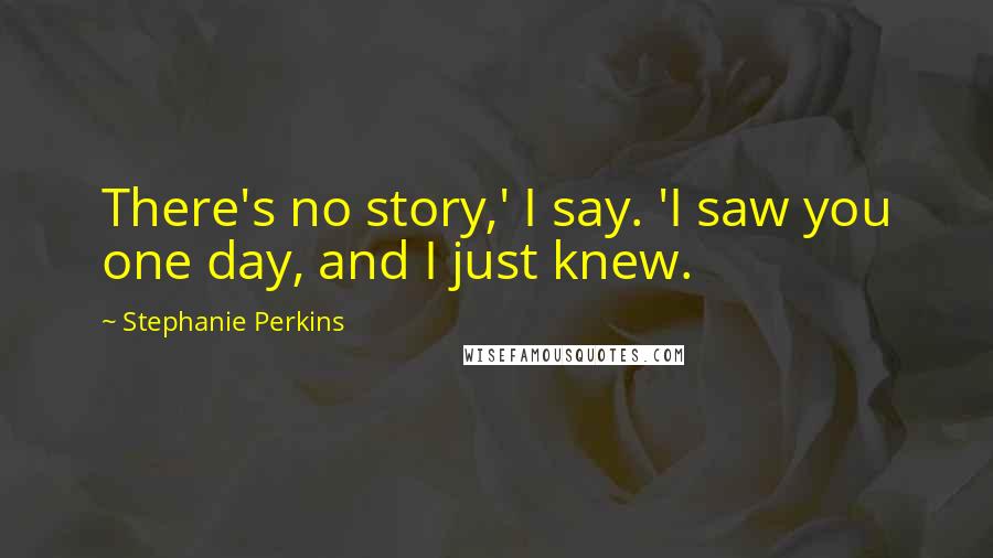 Stephanie Perkins Quotes: There's no story,' I say. 'I saw you one day, and I just knew.